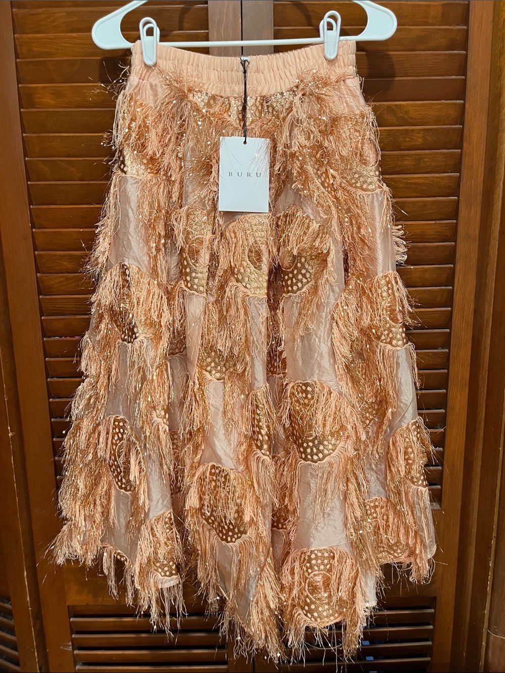 NWT Buru “eyelash” Rose Gold Party Skirt